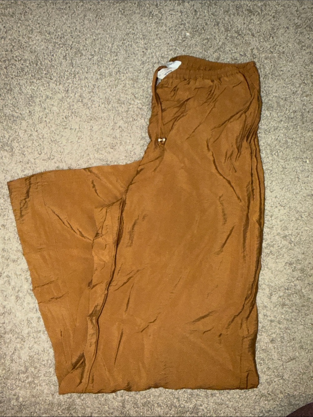 Women’s  Relaxed Drawstring Pants in Chestnut Brown Wide Leg Small lightweight